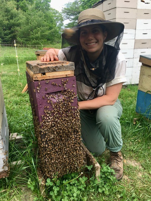 Bianca Braman tending to the family's bees